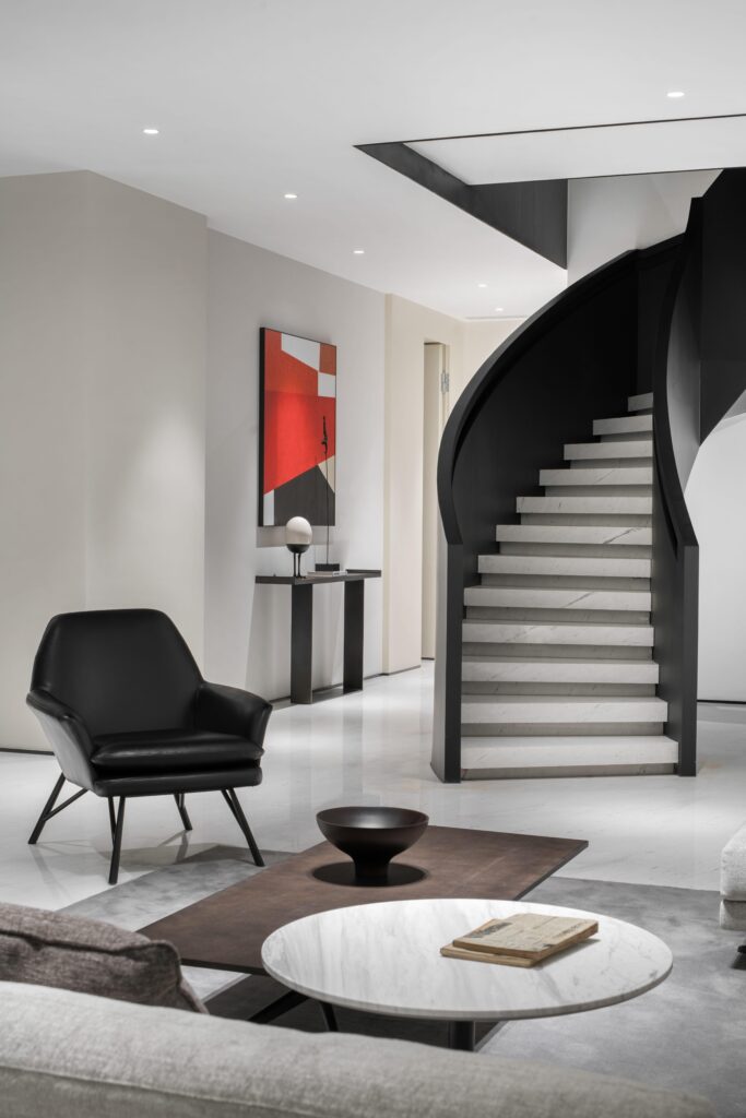 modern-interior-with-black-staircase-artistic-accents